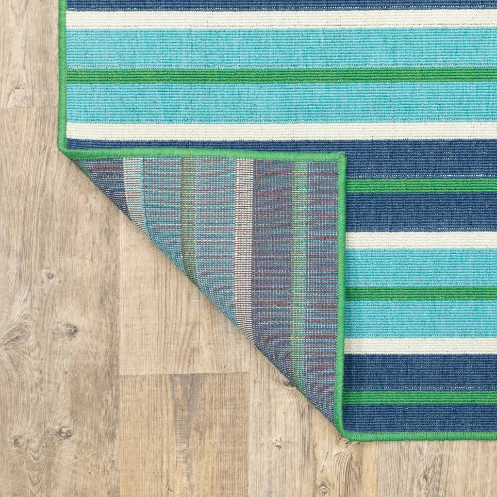 2' X 3' Blue and Green Geometric Stain Resistant Indoor Outdoor Area Rug - Homeroots - Flyclothing LLC