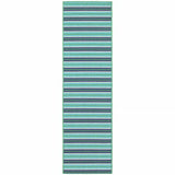 2' X 8' Blue and Green Geometric Stain Resistant Indoor Outdoor Area Rug - Homeroots - Flyclothing LLC