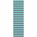 2' X 8' Blue and Green Geometric Stain Resistant Indoor Outdoor Area Rug - Homeroots - Flyclothing LLC