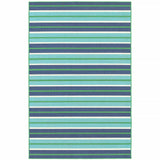 7' X 10' Blue and Green Geometric Stain Resistant Indoor Outdoor Area Rug - Homeroots - Flyclothing LLC