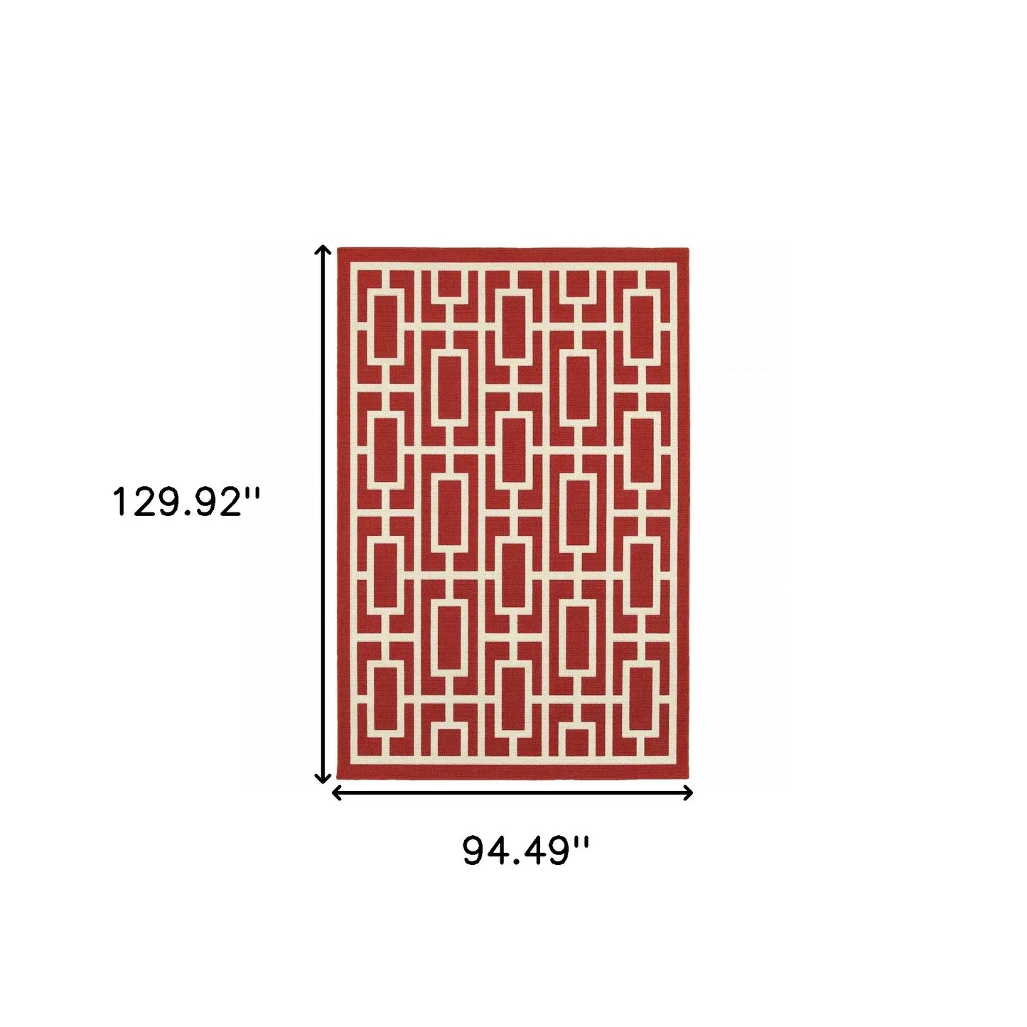 8' X 11' Red and Ivory Geometric Stain Resistant Indoor Outdoor Area Rug - Homeroots - Flyclothing LLC