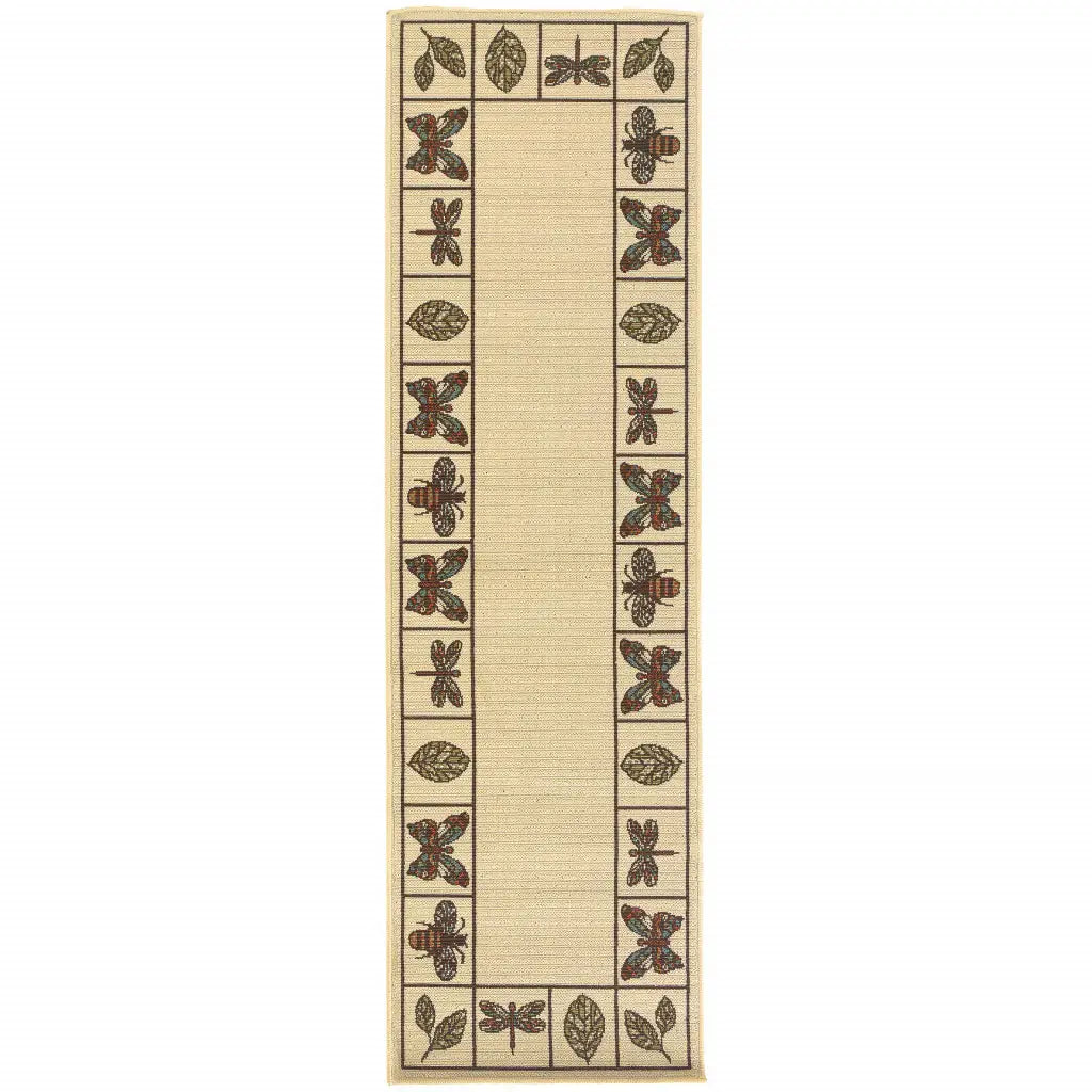 2' X 8' Brown and Ivory Abstract Stain Resistant Indoor Outdoor Area Rug - Homeroots - Flyclothing LLC