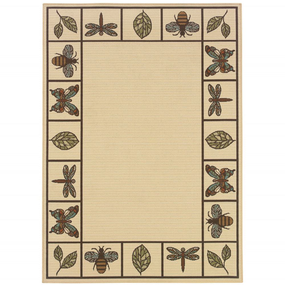 2' X 4' Brown and Ivory Abstract Stain Resistant Indoor Outdoor Area Rug - Homeroots