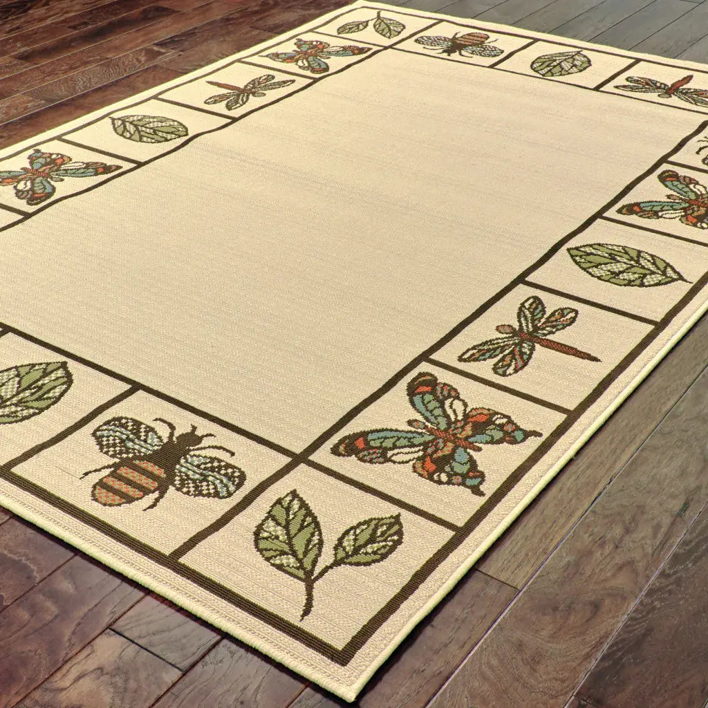 2' X 4' Brown and Ivory Abstract Stain Resistant Indoor Outdoor Area Rug - Homeroots - Flyclothing LLC