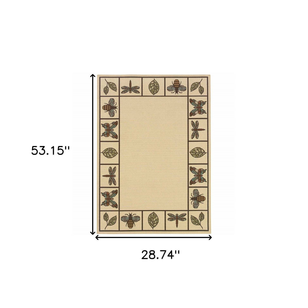 2' X 4' Brown and Ivory Abstract Stain Resistant Indoor Outdoor Area Rug - Homeroots - Flyclothing LLC
