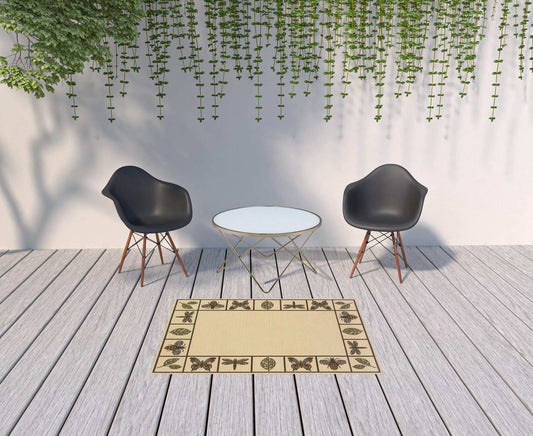 4' X 6' Brown and Ivory Abstract Stain Resistant Indoor Outdoor Area Rug - Homeroots - Flyclothing LLC