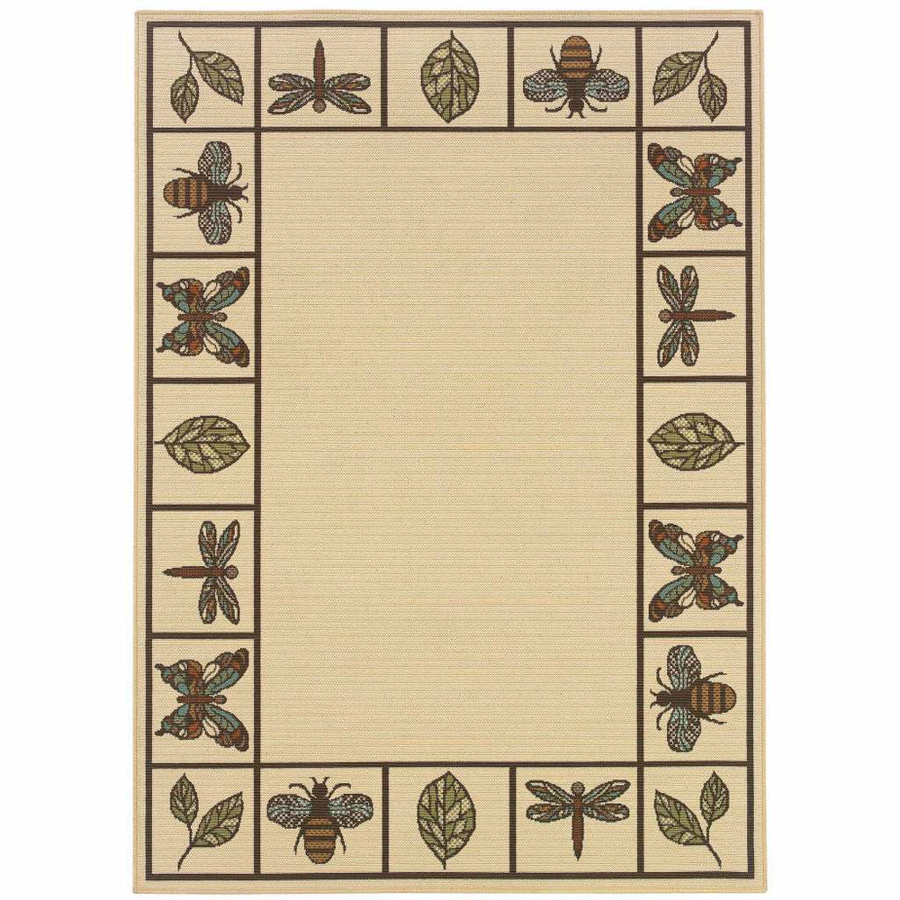 5' X 8' Brown and Ivory Abstract Stain Resistant Indoor Outdoor Area Rug - Homeroots - Flyclothing LLC