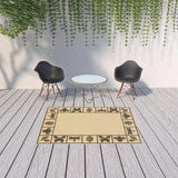 5' X 8' Brown and Ivory Abstract Stain Resistant Indoor Outdoor Area Rug - Homeroots - Flyclothing LLC