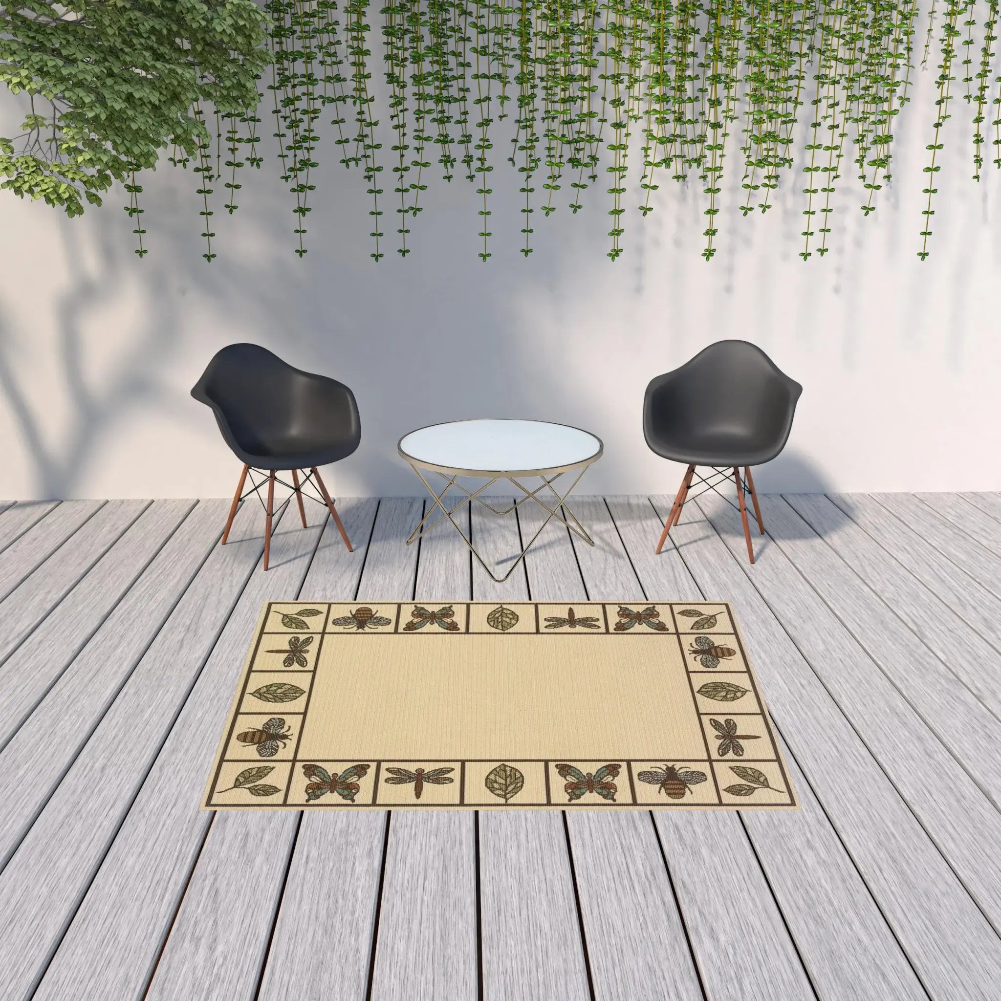 5' X 8' Brown and Ivory Abstract Stain Resistant Indoor Outdoor Area Rug - Homeroots - Flyclothing LLC