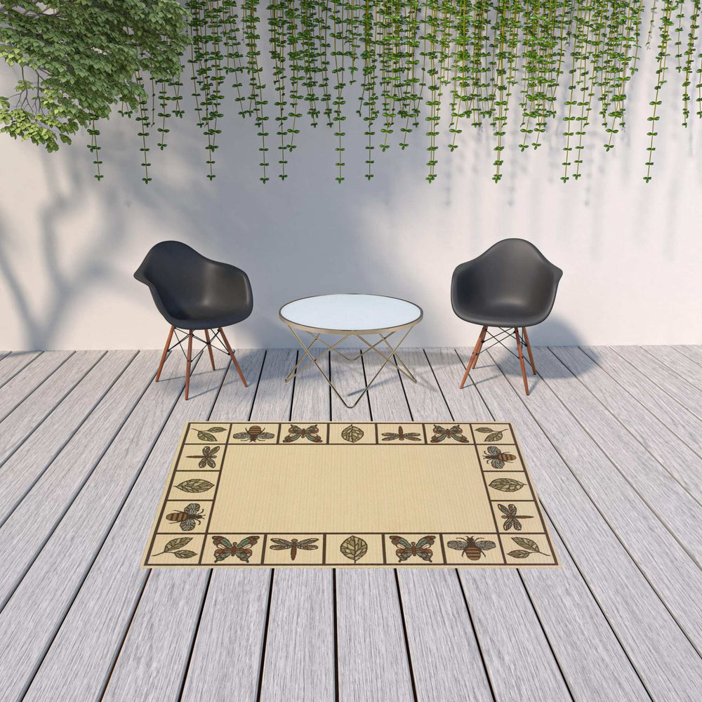 5' X 8' Brown and Ivory Abstract Stain Resistant Indoor Outdoor Area Rug - Homeroots - Flyclothing LLC