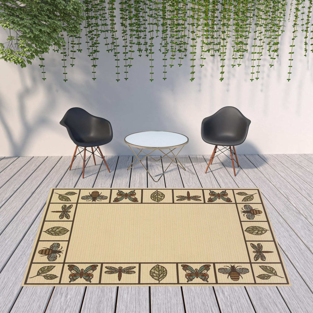 8' X 11' Brown and Ivory Abstract Stain Resistant Indoor Outdoor Area Rug - Homeroots - Flyclothing LLC