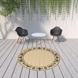 8' X 8' Brown and Ivory Round Abstract Stain Resistant Indoor Outdoor Area Rug - Homeroots