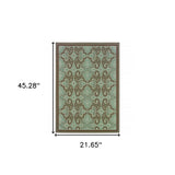 2' X 4' Blue Oriental Stain Resistant Indoor Outdoor Area Rug - Homeroots - Flyclothing LLC