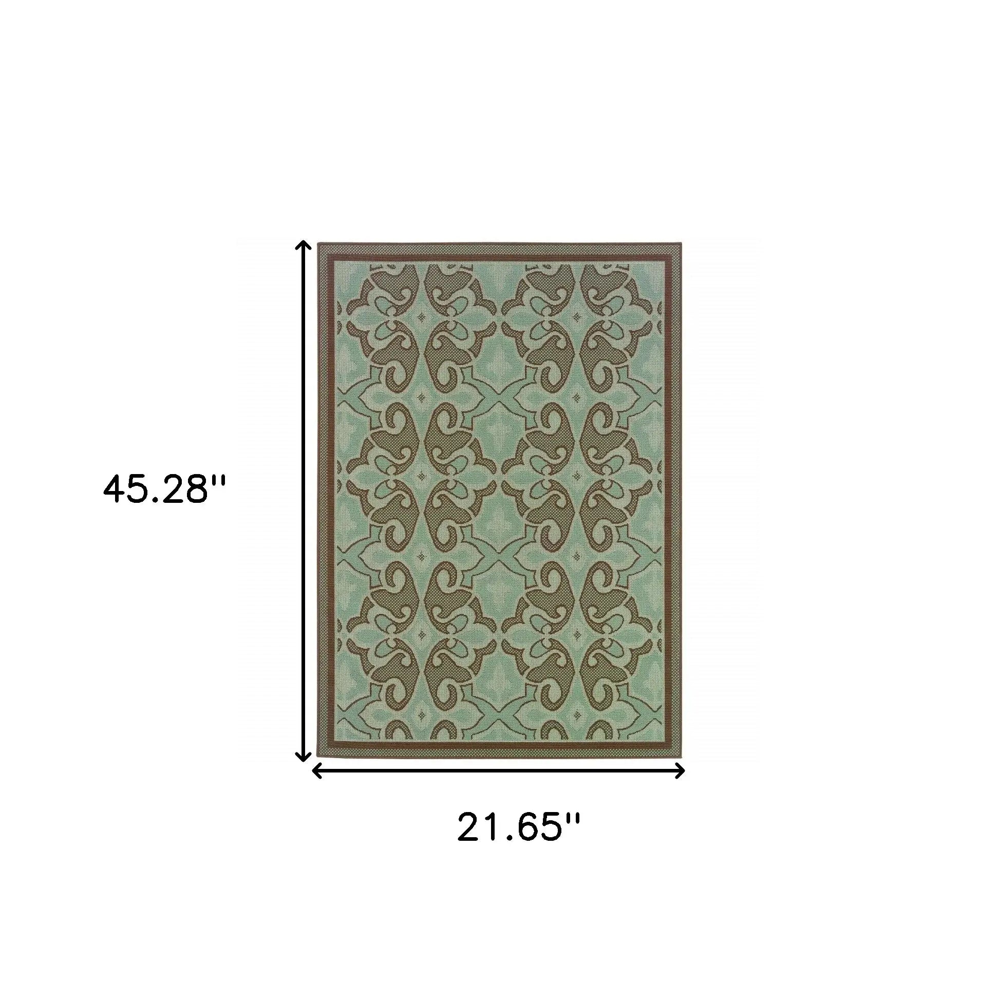 2' X 4' Blue Oriental Stain Resistant Indoor Outdoor Area Rug - Homeroots - Flyclothing LLC