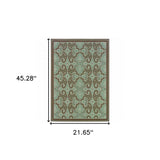 2' X 4' Blue Oriental Stain Resistant Indoor Outdoor Area Rug - Homeroots - Flyclothing LLC