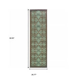 2' X 8' Blue Oriental Stain Resistant Indoor Outdoor Area Rug - Homeroots - Flyclothing LLC