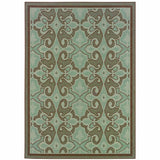 7' X 10' Blue Oriental Stain Resistant Indoor Outdoor Area Rug - Homeroots - Flyclothing LLC