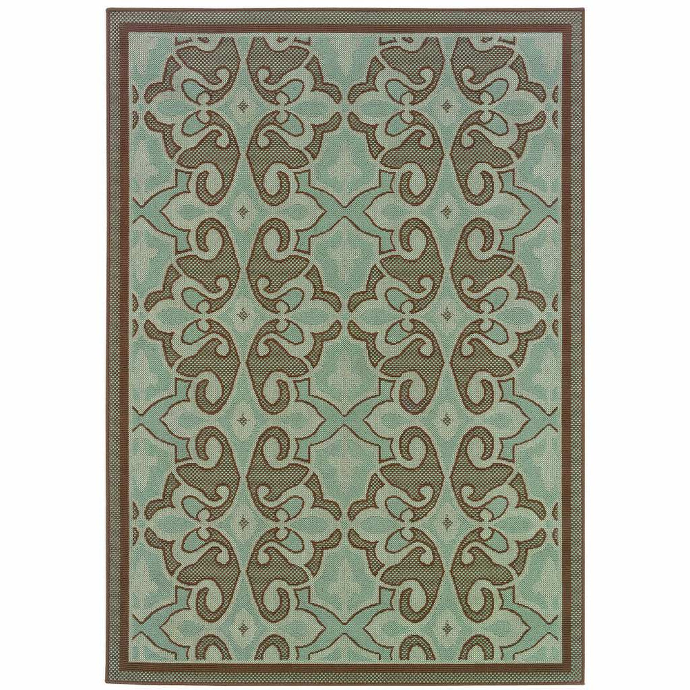 7' X 10' Blue Oriental Stain Resistant Indoor Outdoor Area Rug - Homeroots - Flyclothing LLC