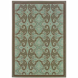 7' X 10' Blue Oriental Stain Resistant Indoor Outdoor Area Rug - Homeroots - Flyclothing LLC