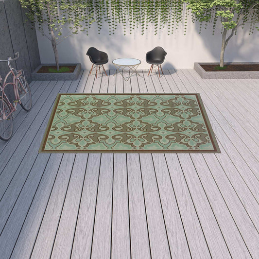 9' X 13' Blue Oriental Stain Resistant Indoor Outdoor Area Rug - Homeroots - Flyclothing LLC