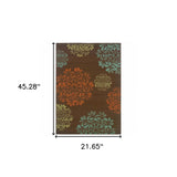 2' X 4' Brown Floral Stain Resistant Indoor Outdoor Area Rug - Homeroots - Flyclothing LLC