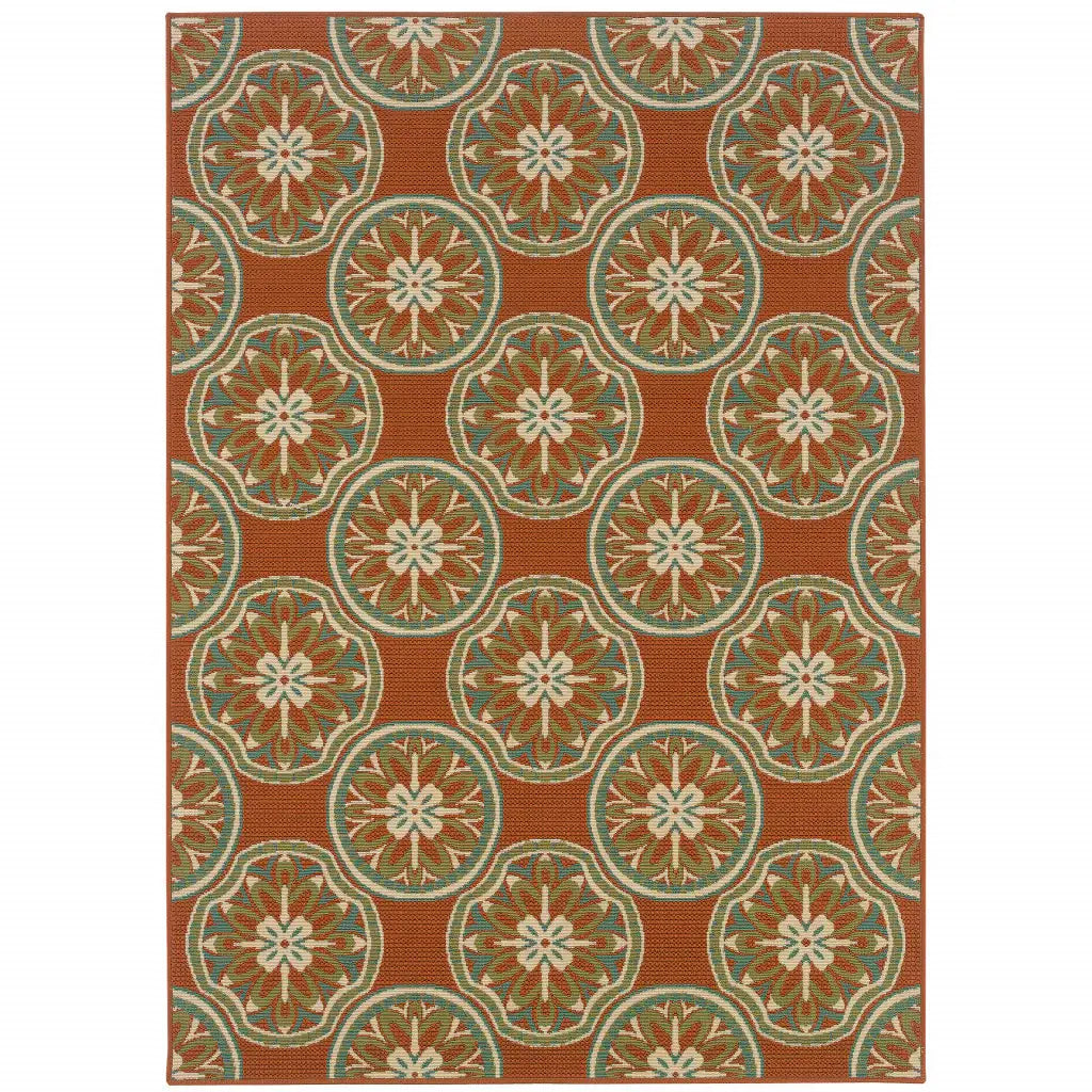 2' X 4' Brown and Ivory Floral Stain Resistant Indoor Outdoor Area Rug - Homeroots - Flyclothing LLC