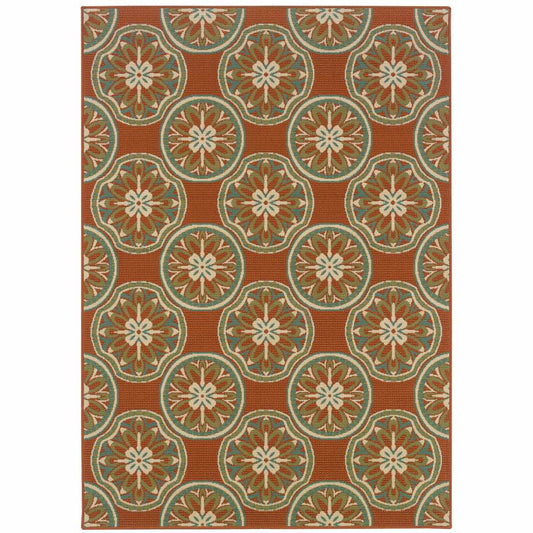 2' X 4' Brown and Ivory Floral Stain Resistant Indoor Outdoor Area Rug - Homeroots - Flyclothing LLC