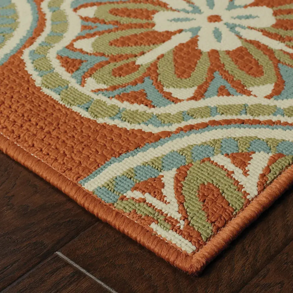 2' X 4' Brown and Ivory Floral Stain Resistant Indoor Outdoor Area Rug - Homeroots - Flyclothing LLC