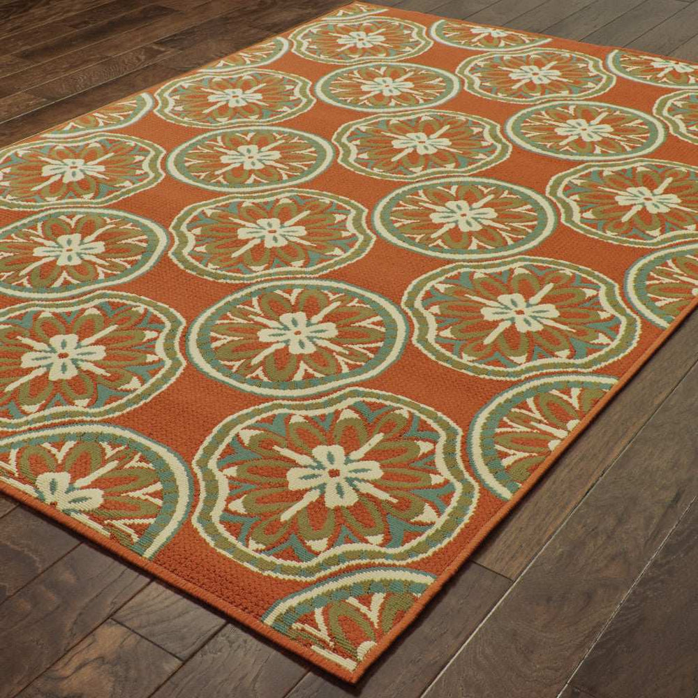 2' X 4' Brown and Ivory Floral Stain Resistant Indoor Outdoor Area Rug - Homeroots - Flyclothing LLC