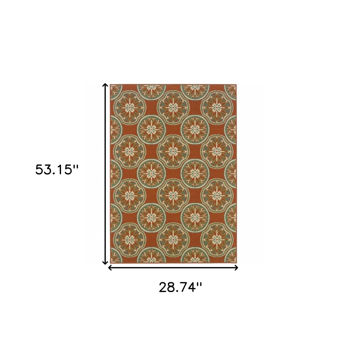 2' X 4' Brown and Ivory Floral Stain Resistant Indoor Outdoor Area Rug - Homeroots - Flyclothing LLC