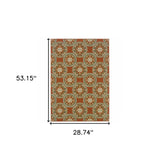 2' X 4' Brown and Ivory Floral Stain Resistant Indoor Outdoor Area Rug - Homeroots - Flyclothing LLC