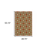 2' X 4' Brown and Ivory Floral Stain Resistant Indoor Outdoor Area Rug - Homeroots - Flyclothing LLC
