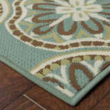 2' X 8' Blue and Ivory Floral Stain Resistant Indoor Outdoor Area Rug - Homeroots - Flyclothing LLC