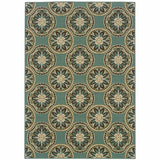 5' X 8' Blue and Ivory Floral Stain Resistant Indoor Outdoor Area Rug - Homeroots - Flyclothing LLC