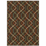 7' X 10' Brown and Ivory Geometric Stain Resistant Indoor Outdoor Area Rug - Homeroots - Flyclothing LLC