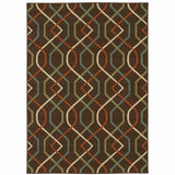 8' X 11' Brown and Ivory Geometric Stain Resistant Indoor Outdoor Area Rug - Homeroots - Flyclothing LLC