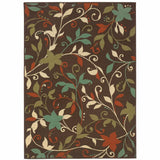 2' X 4' Brown Floral Stain Resistant Indoor Outdoor Area Rug - Homeroots - Flyclothing LLC