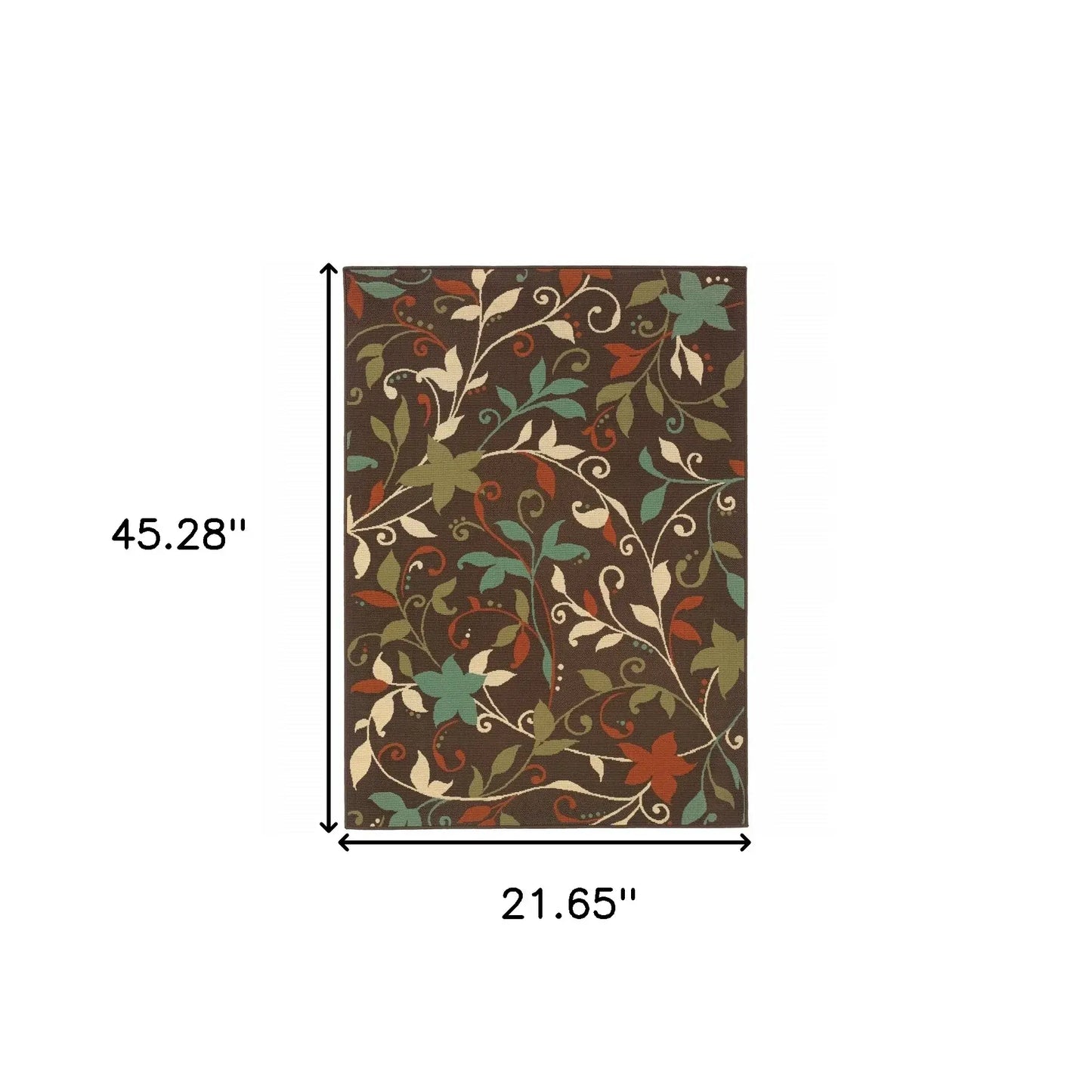 2' X 4' Brown Floral Stain Resistant Indoor Outdoor Area Rug - Homeroots - Flyclothing LLC