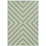 9' X 13' Blue and Green Geometric Stain Resistant Indoor Outdoor Area Rug - Homeroots - Flyclothing LLC