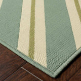 9' X 13' Blue and Green Geometric Stain Resistant Indoor Outdoor Area Rug - Homeroots - Flyclothing LLC