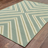 9' X 13' Blue and Green Geometric Stain Resistant Indoor Outdoor Area Rug - Homeroots - Flyclothing LLC