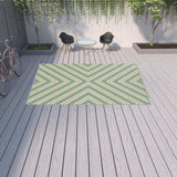 9' X 13' Blue and Green Geometric Stain Resistant Indoor Outdoor Area Rug - Homeroots - Flyclothing LLC