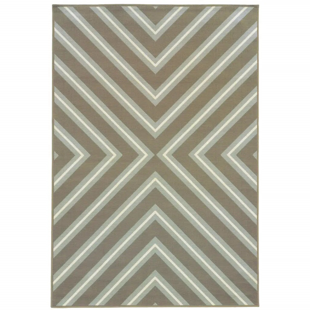9' X 13' Blue and Gray Geometric Stain Resistant Indoor Outdoor Area Rug - Homeroots - Flyclothing LLC