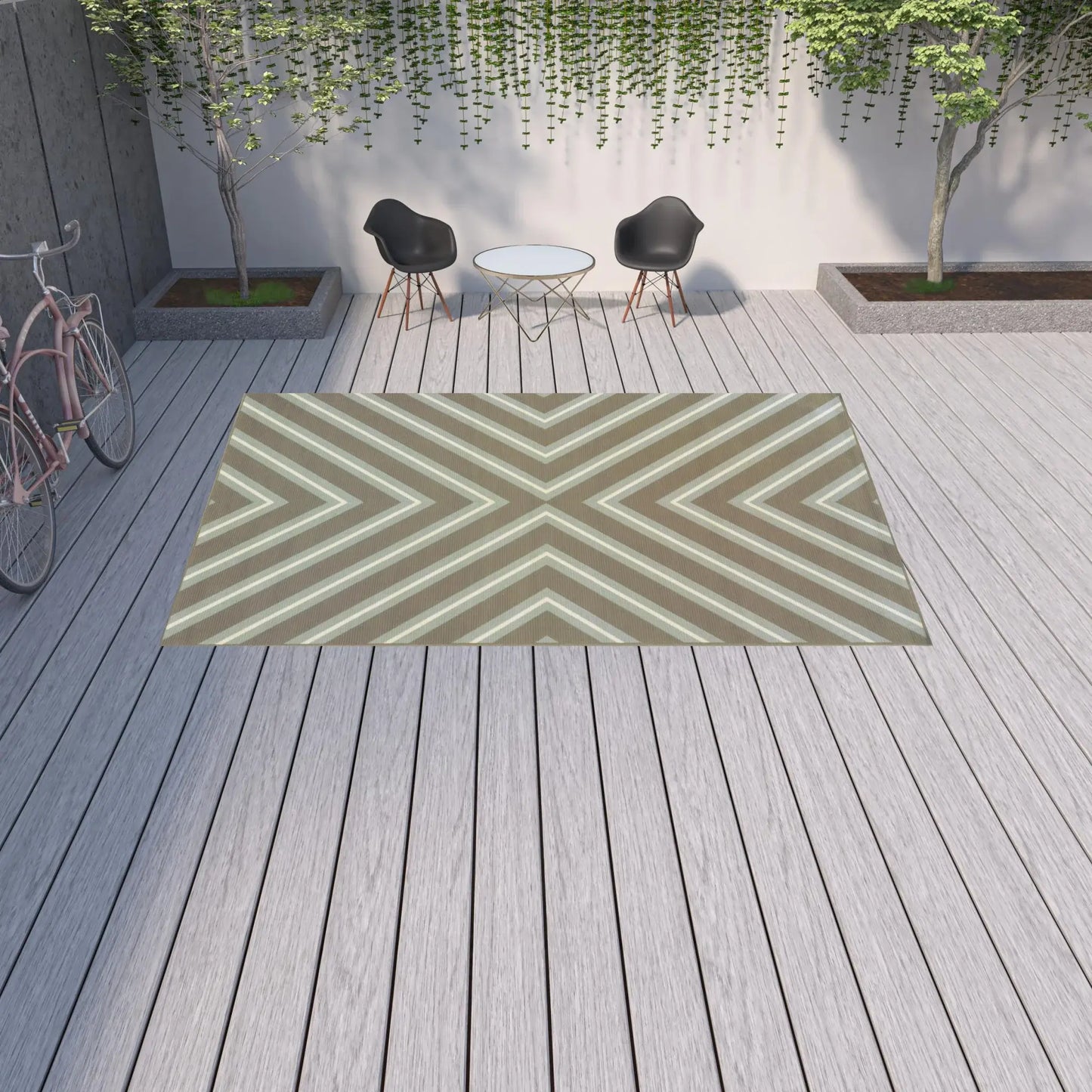 9' X 13' Blue and Gray Geometric Stain Resistant Indoor Outdoor Area Rug - Homeroots - Flyclothing LLC