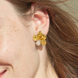18K Gold-Plated Flower Stud Earrings - Trendsi - Flyclothing LLC