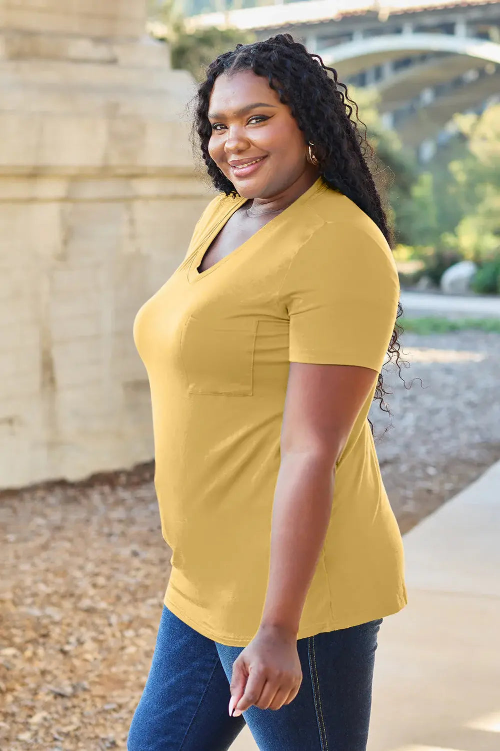 Basic Bae Bamboo Full Size V-Neck Short Sleeve T-Shirt - ShopBasicbae - Flyclothing LLC