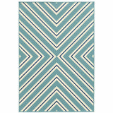 9' X 13' Blue Geometric Stain Resistant Indoor Outdoor Area Rug - Homeroots - Flyclothing LLC