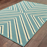 9' X 13' Blue Geometric Stain Resistant Indoor Outdoor Area Rug - Homeroots - Flyclothing LLC