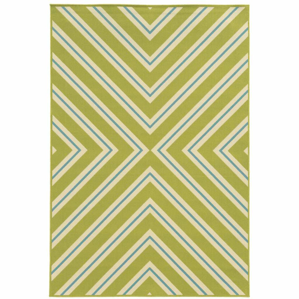 9' X 13' Blue and Green Geometric Stain Resistant Indoor Outdoor Area Rug - Homeroots - Flyclothing LLC