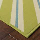 9' X 13' Blue and Green Geometric Stain Resistant Indoor Outdoor Area Rug - Homeroots - Flyclothing LLC
